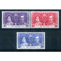 Британские колонии - Сент-Люсия - 1937 - коронация короля Георга VI и королевы Елизаветы - 3 марки - полная серия, MLH [Mi 96-98]. #2-Bc-56-A-1