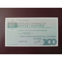 Италия Банковский чек 100 лир 1977 UNC
