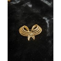 Брошь позолоченная бантик Чехословакия СССР