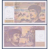 Франция, 20 франков 1997 г., P-151i (G, композитор Клод Дебюсси), UNC