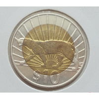 Уругвай 10 песо 2011 год пантера биметалл состояние холдер