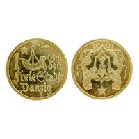 Монета 1 Гульден. 1923г. Данциг, серебро. Превосходная