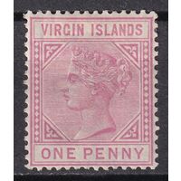 2.BrKCI. Великобритания. Колонии. Виргинские острова. Стандарт. Виктория. 1883 г. 1P. Mi.#11.