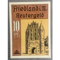 Нотгельд Фридланд 10 пфеннигов 1922 год. Веймарская республика.