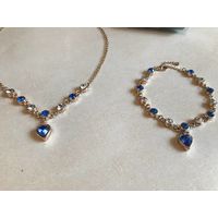 Набор Сапфировое сердце Колье+браслет Swarovski