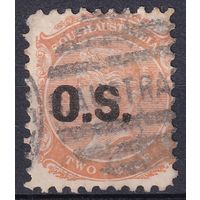 188.Aust. Великобритания. Австралийские штаты. Южная Австралия. Служебные. Виктория. Стандарт. Надпечатка O. S. 1874 г. 2p. Mi.#8.