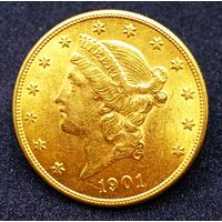 20 долларов 1901, золото!!!