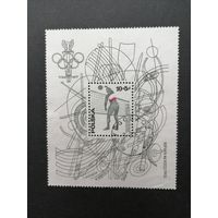 Польша 1976 Блок Mi.65 с маркой "Летние олимпийские игры в Монреале" (гашеный без клея, есть пятно на обратной стороне) марка Mi.2458 каталог 1.50 евро