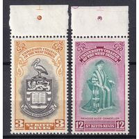 146.BrKS. Великобритания. Колонии. Сент-Китс и Невис. Открытие Ямайского университета для британских колоний в Вест - Индии. 1951 г. Полная серия. MNH. Mi.##98-99.