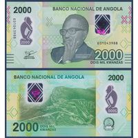 Ангола, 2000 кванза 2023 г., P-W163 (E, полимер, президент Антонио Нето, горный массив Серра-да-Леба), UNC