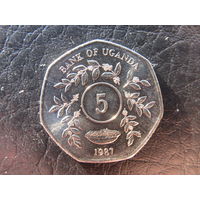 Уганда. 5 шиллингов.1987. С 20 копеек. Распродажа коллекции. Смотрите другие лоты.