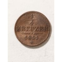 Австрия 1/4 крейцера 1851