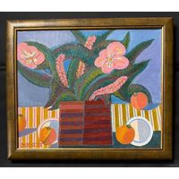 Сковородко О.А "Натюрморт с кактусом", 2022г. Холст, масло. Размер 46х50 см.