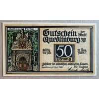 Германия 50 пфеннигов 1921 г Кведлинбург (Quedlinburg) 1087.2-2/4, UNC, не частая