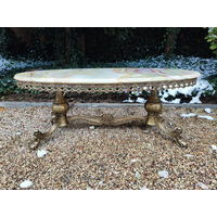 Антикварный Журнальный Стол, Оникс, Бронза, в стиле Французского Рококо, ХХ век.