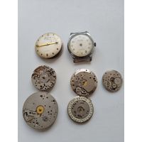 Механизмы часов, 7 шт.+ корпус.