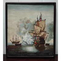 "Пушечный залп". Холст, масло. Размеры: 31 Х 27 см.