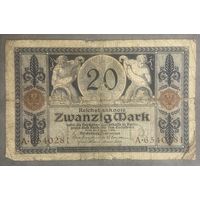 Банкнота 20 марок 1915 год. Германская империя.