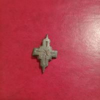 Старинный крестик энколпион одна створка с креплением Владимирский тип