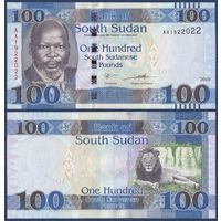 Южный Судан, 100 фунтов 2019 г, P-15 (AX, Джон Гаранг де Мабиор, лев, водопад), UNC