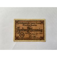 Нотгельд 10 пфеннигов Танна. Веймарская республика - 1602