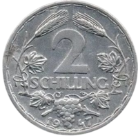 Территория Военной Администрации в Австрии (Австрия). 2 шиллинга 1947