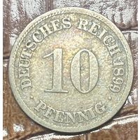 Монета 10 пфеннигов, 1899 год. Германская империя.