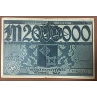 Банкнота 2 миллиона марок 1923 год. Бремен. Веймарская республика