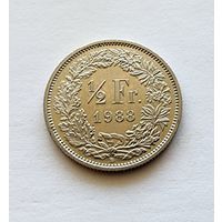 Швейцария 1/2 франка, 1988