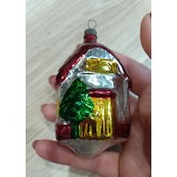 Елочные игрушки, стекло, домик, дом ГДР