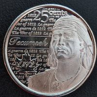 Канада 25 центов 2012 Война 1812 года Вождь Шайенов Текумсе (1.6.5).