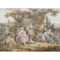 - Гобелен Франция 186х132 см Хлопок 1950-ые Оригинал !