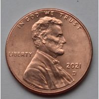 США, 1 цент  2021 г. D