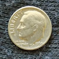 США 1 дайм, 1968 Дайм Рузвельта Без отметки монетного двора, KM# 195a
