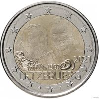 2 евро 2021 Люксембург 40 лет бракосочетанию Великого Герцога UNC из ролла фото