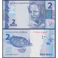 Бразилия, 2 реала 2010 г, P-252f (республика, морская черепаха), UNC
