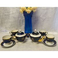 Сервиз "Калинка" Довбыш 60 - е г.Кобальт, позолота, ручная роспись.