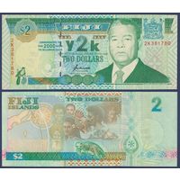 Фиджи, 2 доллара 2000 г, P-102 (2K, памятная - Миллениум, президент Рату Сэр Пенаиа Канатамбату Нганилау), UNC
