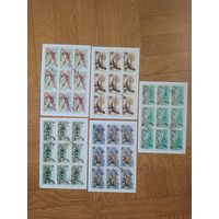 Корея 5 малых листов 1991 г. Динозавры.