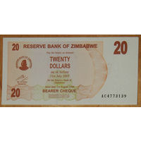 Зимбабве 20 долларов 2006 (2007) UNC