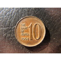 Юж.Корея. 10 вон. 1968. С 20 копеек. Распродажа коллекции. Смотрите другие лоты.