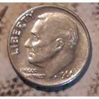 Дайм (10 центов) 1966 США без обозначения МД VF