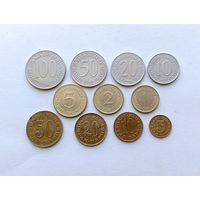 Набор монет Югославии 100 динаров 1986, 50 динаров 1985, 20 динаров 1986, 10 динаров 1987, 5 динаров 1986, 2 динара 1986, 1 динар 1986, 50 пара 1981, 20 пара 1980, 10 пара 1981, 5 пара 1979 годов