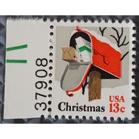 1977 Рождественская марка( Сельский почтовый ящик)   США