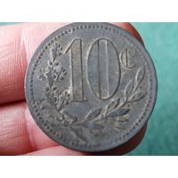 10 сантимов Алжир 1917 год