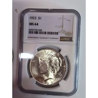 Доллар мирный MS 64 NGC