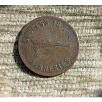 Werty71 Канада Остров Принца Эдуарда Эдварда 1/2 пенни 1857  за успехи в рыболовстве рыба кит