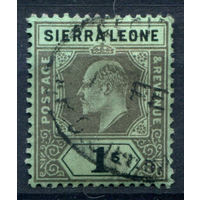 Британские колонии - Сьерра-Леоне - 1907/10г. - король Эдуард VII, 1 Sh - 1 марка - гашёная с клеем [Mi 77]. #4-B5-126-A-1