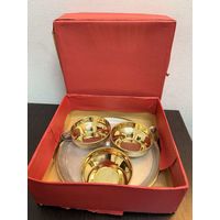 Винтажный кофейный набор ОЮММЕТ мельхиор ( посеребрение с позолотой ) СССР в идеальном состоянии в коробке .