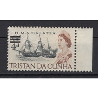 Тристан да Кунья /Tristan da Cunha 1967** Парусный Корабль Новый номинал Елизавета II  SG#108